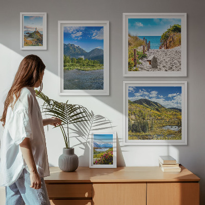 Set of 5 wall art pieces Landscapes of mountains and beaches