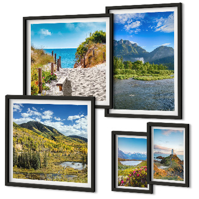 Set of 5 wall art pieces Landscapes of mountains and beaches