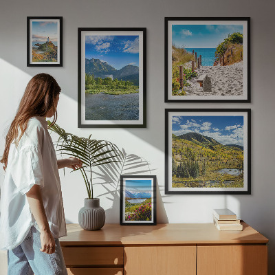 Set of 5 wall art pieces Landscapes of mountains and beaches