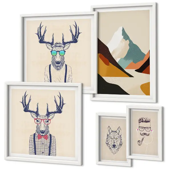 Framed animal portrait set stylish framed photo collection