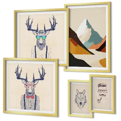 Framed animal portrait set stylish framed photo collection