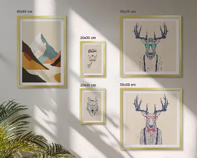 Framed animal portrait set stylish framed photo collection