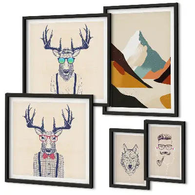 Framed animal portrait set stylish framed photo collection