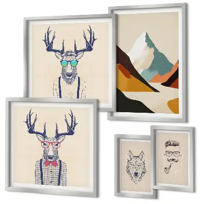Framed animal portrait set stylish framed photo collection