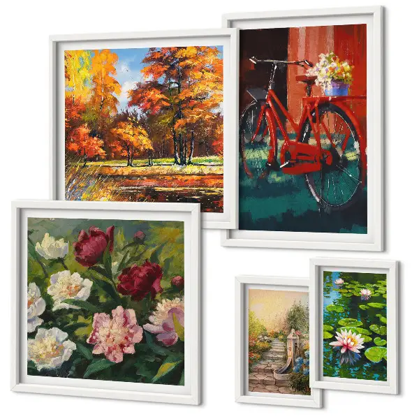 5-Piece Wall Art Set flower bikes design