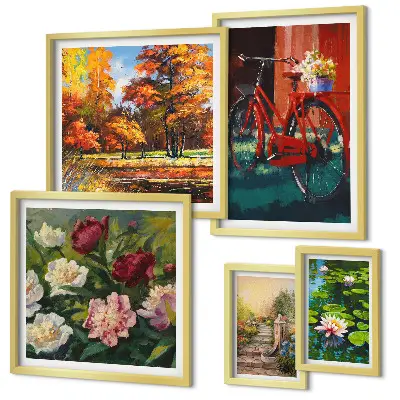 5-Piece Wall Art Set flower bikes design