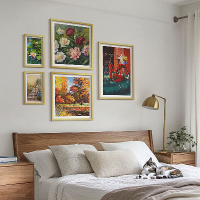 Set of 5 wall art pieces Flower bikes picturesqueness
