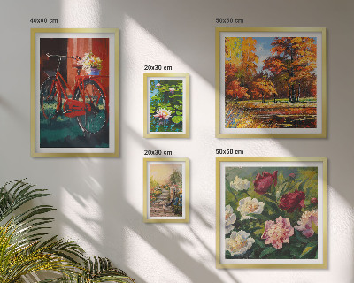 Set of 5 wall art pieces Flower bikes picturesqueness