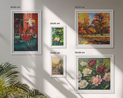 Set of 5 wall art pieces Flower bikes picturesqueness