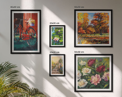 Set of 5 wall art pieces Flower bikes picturesqueness