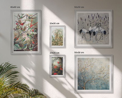 Set of 5 wall art pieces Vintage tropical birds