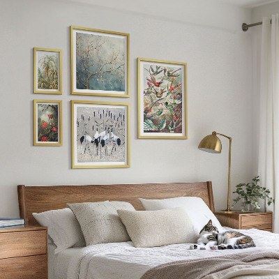 Set of 5 wall art pieces Vintage tropical birds