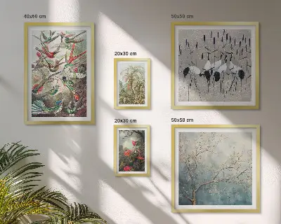 Vintage tropical birds wall art set of 5 pieces