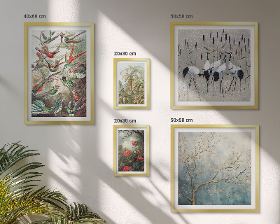 Set of 5 wall art pieces Vintage tropical birds