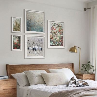 Set of 5 wall art pieces Vintage tropical birds