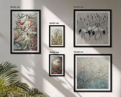 Vintage tropical birds wall art set of 5 pieces