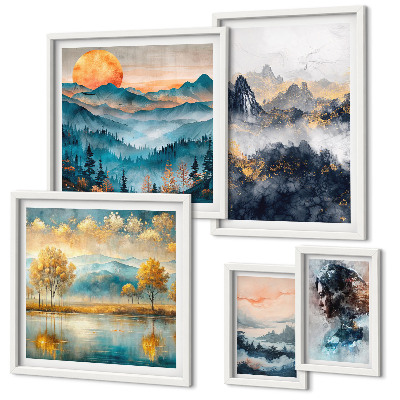 Framed photo set Mountain landscapes and portraits