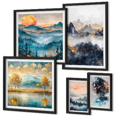 Framed photo set Mountain landscapes and portraits