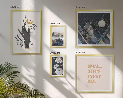 Set of 5 wall art pieces boho style with nature and inspirational quotes