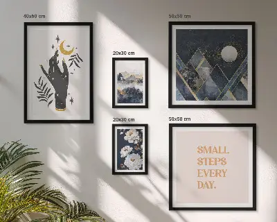 Set of 5 wall art pieces boho style with nature and inspirational quotes