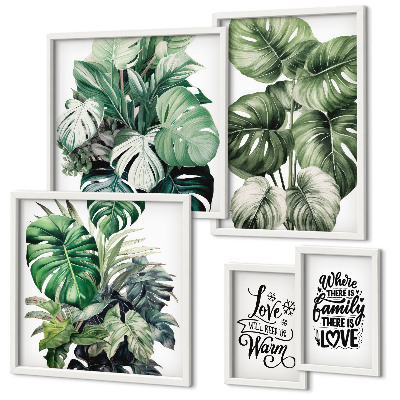 Gallery wall Plant motifs boho quotes