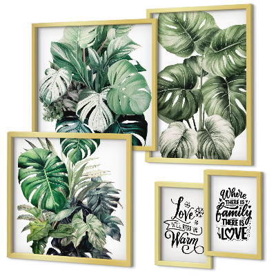 Gallery wall Plant motifs boho quotes
