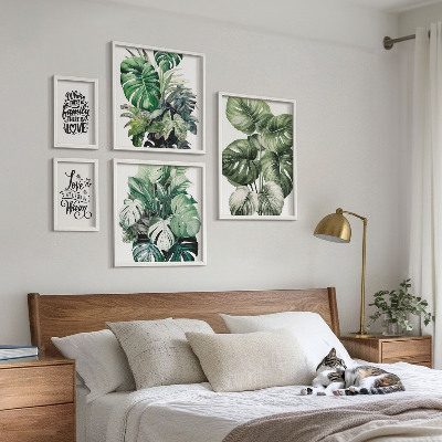 Gallery wall Plant motifs boho quotes