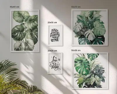 Gallery wall art set boho plant motifs and inspirational quotes