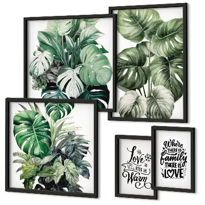 Gallery wall art set boho plant motifs and inspirational quotes
