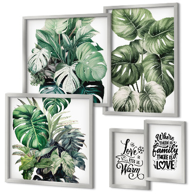 Gallery wall Plant motifs boho quotes