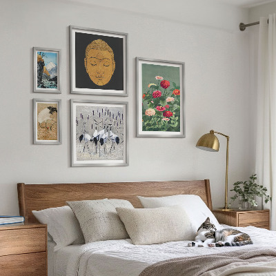 Framed photo set Asian landscapes flowers