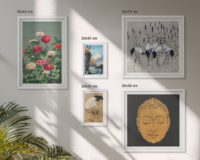 Framed photo set Asian landscapes flowers