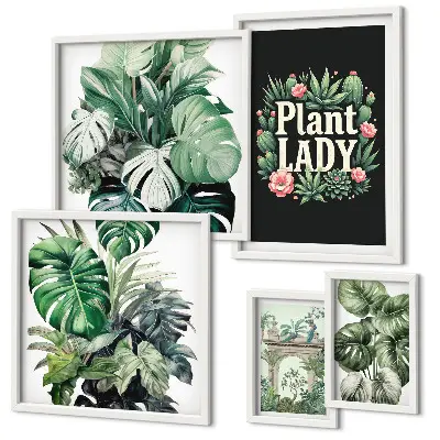 Gallery wall art boho botanical green accents