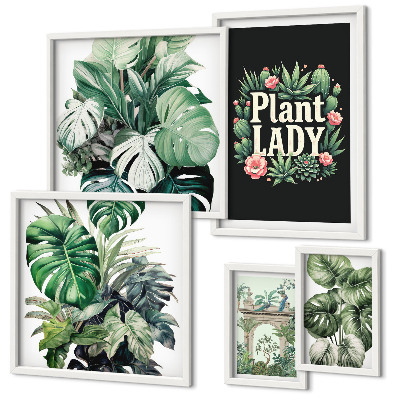 Gallery wall Plant boho accents of green