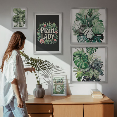 Gallery wall Plant boho accents of green