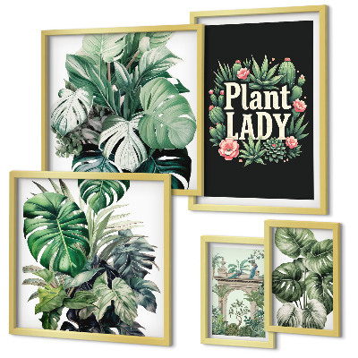 Gallery wall Plant boho accents of green