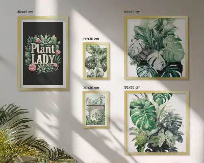 Gallery wall art boho botanical green accents