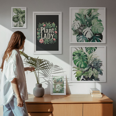Gallery wall Plant boho accents of green