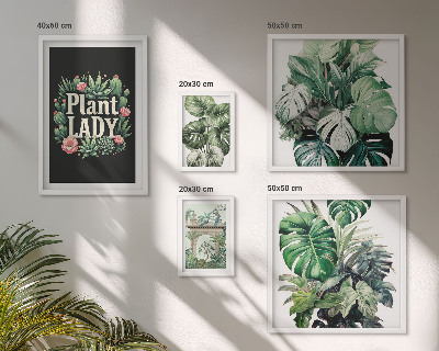 Gallery wall Plant boho accents of green