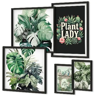 Gallery wall art boho botanical green accents