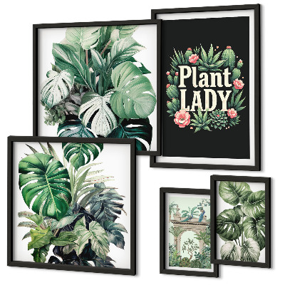 Gallery wall Plant boho accents of green