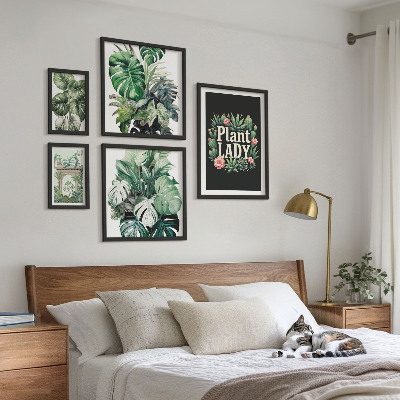 Gallery wall Plant boho accents of green