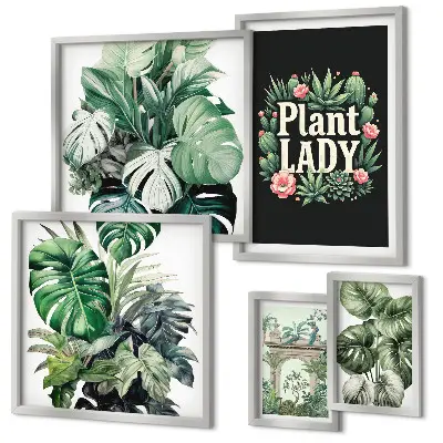 Gallery wall art boho botanical green accents
