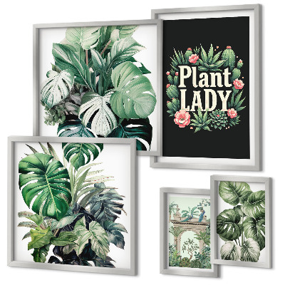 Gallery wall Plant boho accents of green