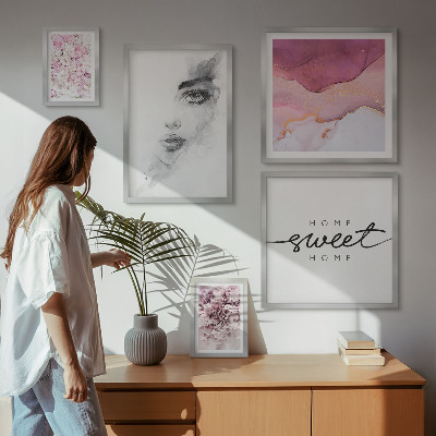 Framed photo set Women's portraits, flowers, pastel