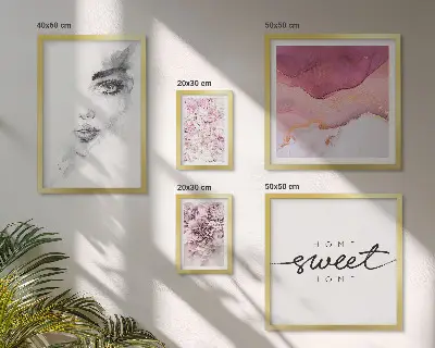 Framed photo set women's portraits with pastel flowers