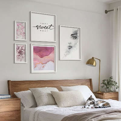 Framed photo set Women's portraits, flowers, pastel