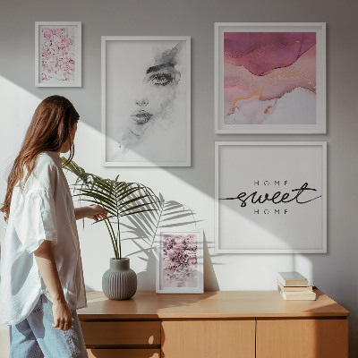 Framed photo set Women's portraits, flowers, pastel
