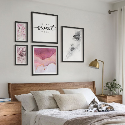 Framed photo set Women's portraits, flowers, pastel