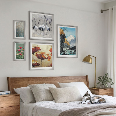 Set of 5 wall art pieces Landscapes with flowers and mountains
